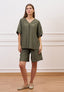 Blusa ampia effetto stropicciato - MILITARE