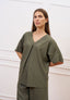 Blusa ampia effetto stropicciato - MILITARE