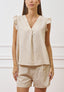 Blusa in misto lino jacquard - AVORIO