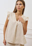 Blusa in misto lino jacquard - AVORIO