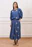 Blusa in chambray ricamato - BLU