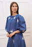Blusa in chambray ricamato - BLU