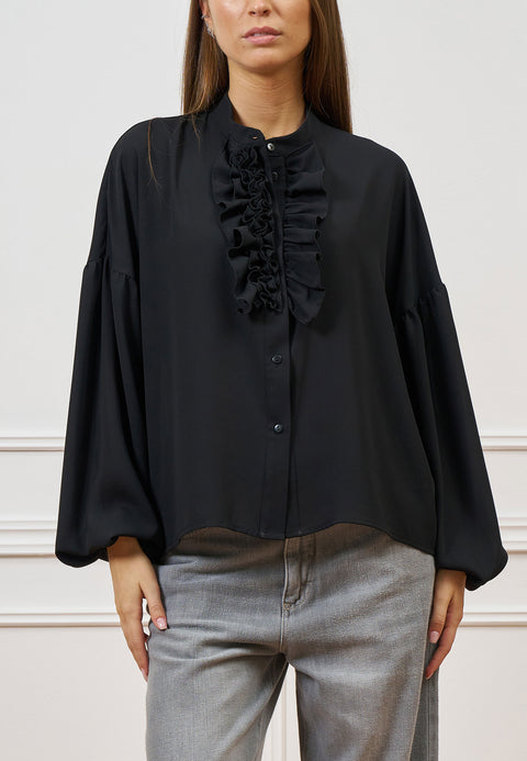 Blusa con jabot frontale