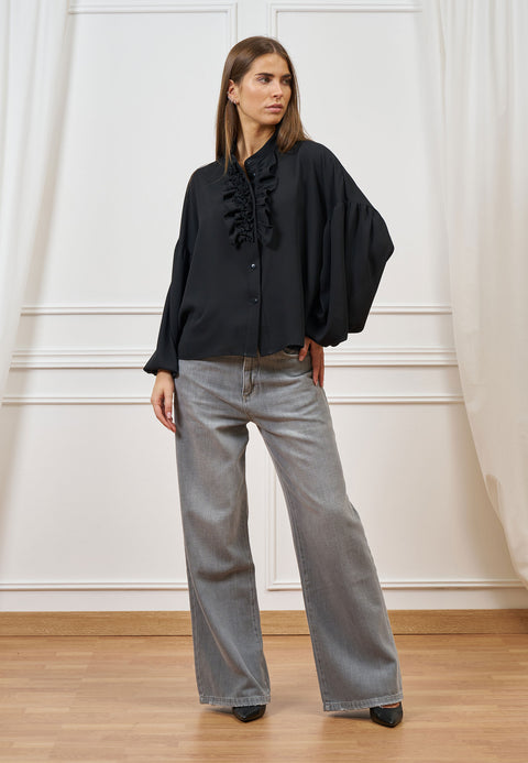 Blusa con jabot frontale