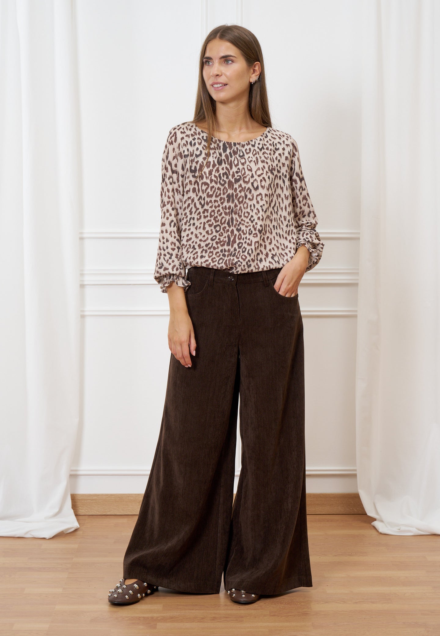 Blusa stampata scollo barca