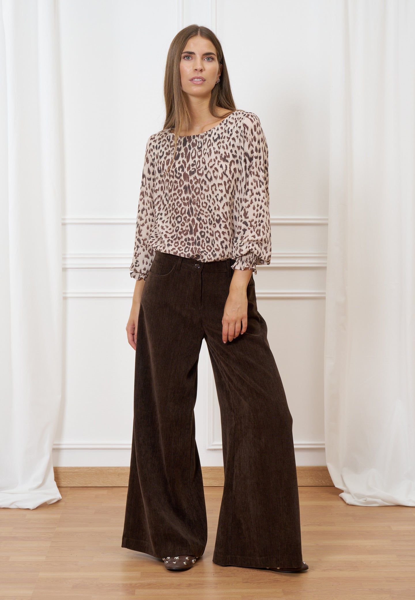 Blusa stampata scollo barca