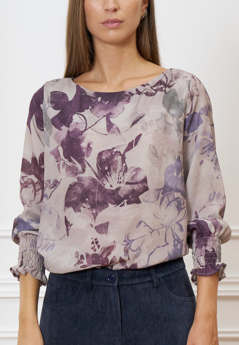 Blusa stampata scollo barca