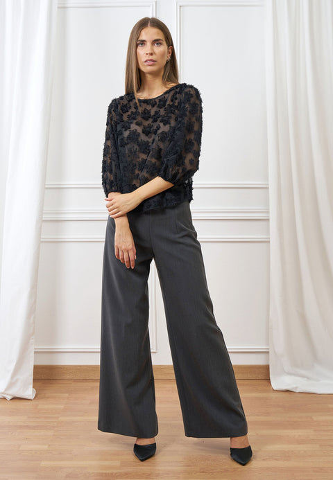 Blusa fiori sfrangiati