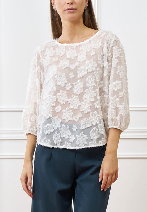 Blusa fiori sfrangiati