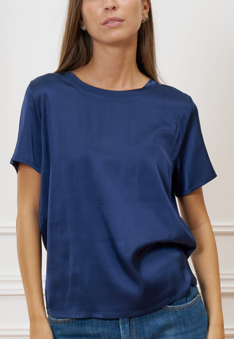 Blusa in raso a manica corta