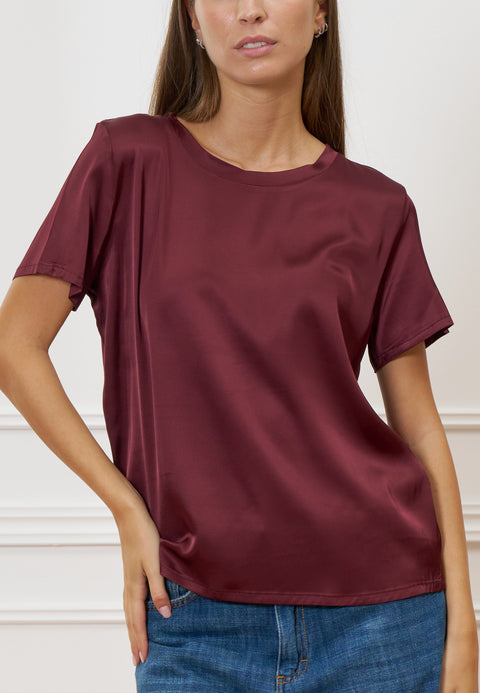 Blusa in raso a manica corta