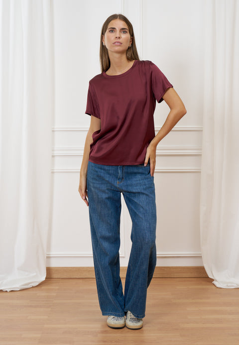 Blusa in raso a manica corta