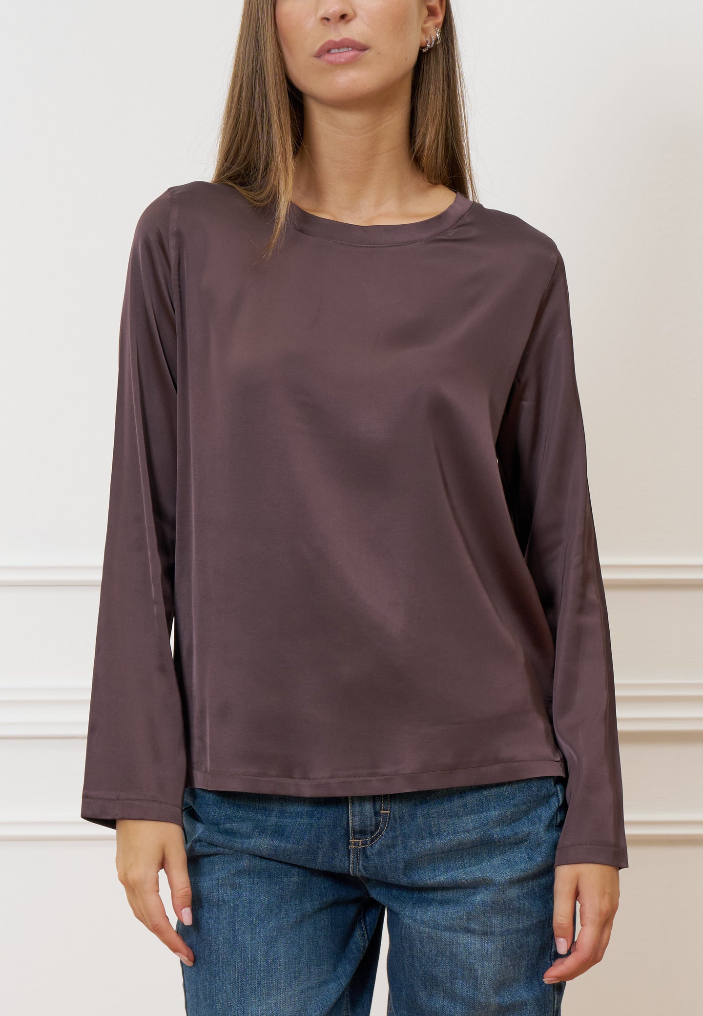 Blusa in raso a manica lunga