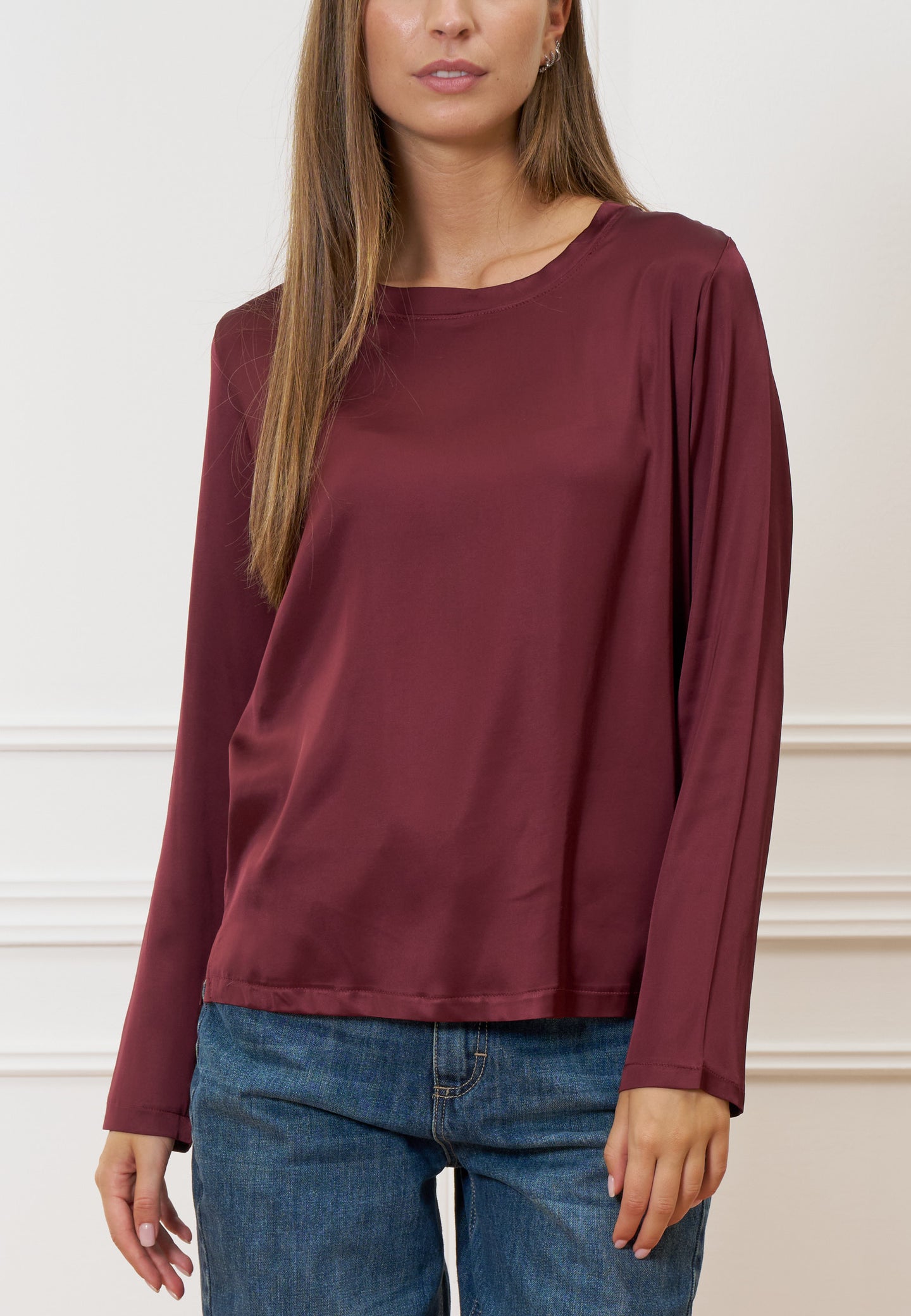 Blusa in raso a manica lunga