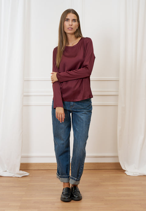 Blusa in raso a manica lunga