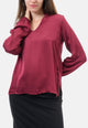 Blusa in raso di viscosa scollo a v