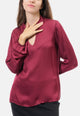 Blusa in raso di viscosa scollo a v