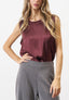 Blusa in raso stretch smanicata