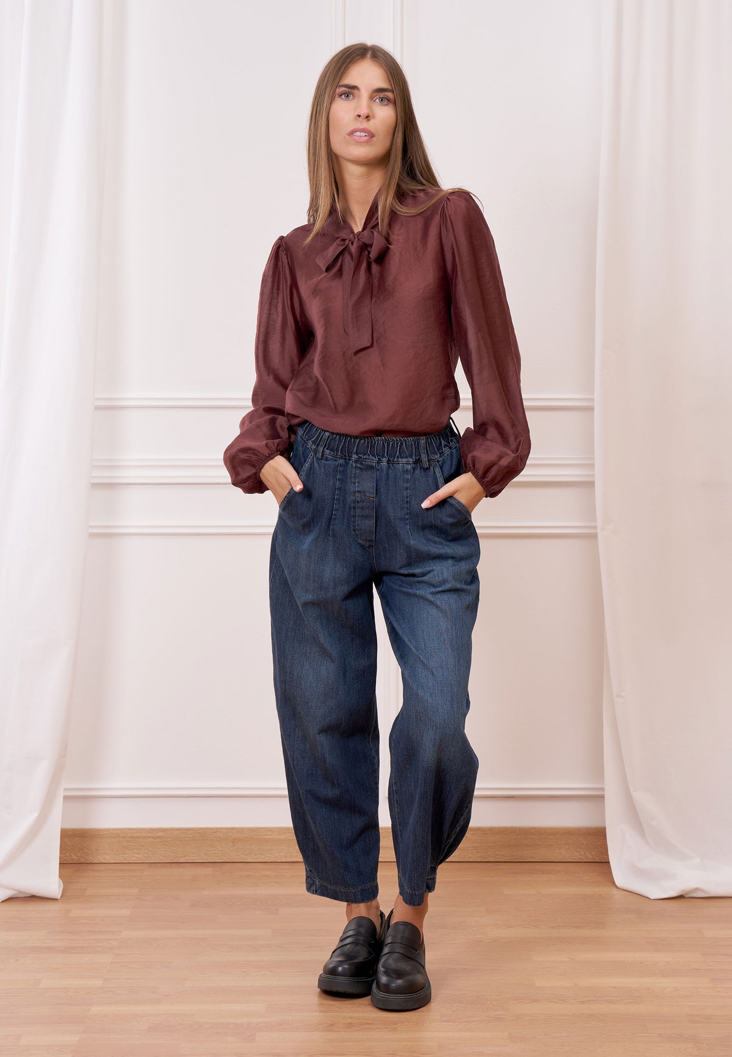 Blusa lyocell fiocco collo