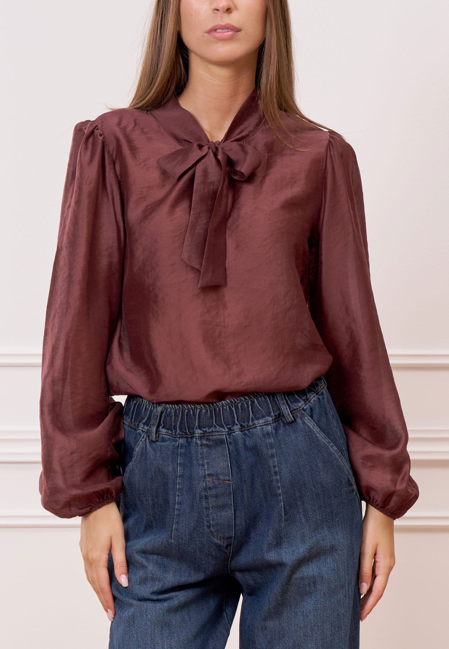 Blusa lyocell fiocco collo