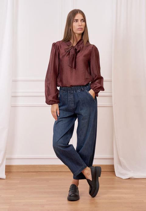 Blusa lyocell fiocco collo