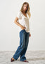 Oversized blouse with wide sleeves in satin
