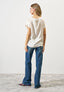 Oversized blouse with wide sleeves in satin
