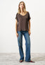 Blusa over manica ampia in raso