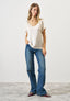 Oversized blouse with wide sleeves in satin