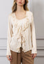 Blusa raso con lacci e rouches