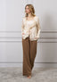 Blusa raso con lacci e rouches