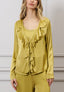 Blusa raso con lacci e rouches