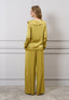 Blusa raso con lacci e rouches