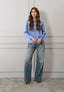 Blusa raso stretch manica lunga