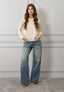 Blusa raso stretch manica lunga