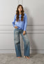 Blusa raso stretch manica lunga