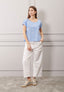 Blusa righe e stelle ricamate