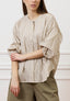 Camicia over in popeline rigato - AVORIO/NOCCIOLA