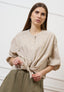 Camicia over in popeline rigato - AVORIO/NOCCIOLA