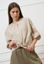 Camicia over in popeline rigato - AVORIO/NOCCIOLA
