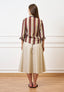 Camicia a righe con collo alla coreana - MARRONE