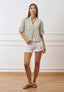 Camicia over a righe con lurex - MILITARE