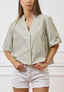Camicia over a righe con lurex - MILITARE