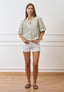 Camicia over a righe con lurex - MILITARE