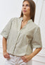 Camicia over a righe con lurex - MILITARE