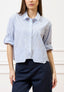 Camicia crop a righe con tasche - BIANCO/BLU