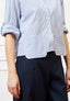 Camicia crop a righe con tasche - BIANCO/BLU