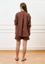 Camicia over in lino - TABACCO