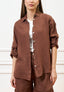 Camicia over in lino - TABACCO