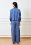 Camicia crop effetto denim - BLU